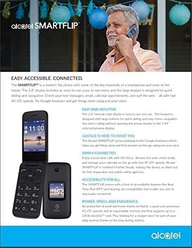 Alcatel AT&T SmartFlip 4052R בתשלום מראש | 4G LTE | פליפ-טלפון 4 ג'יגה-בייט | Bluetooth, wifi, כפתורים